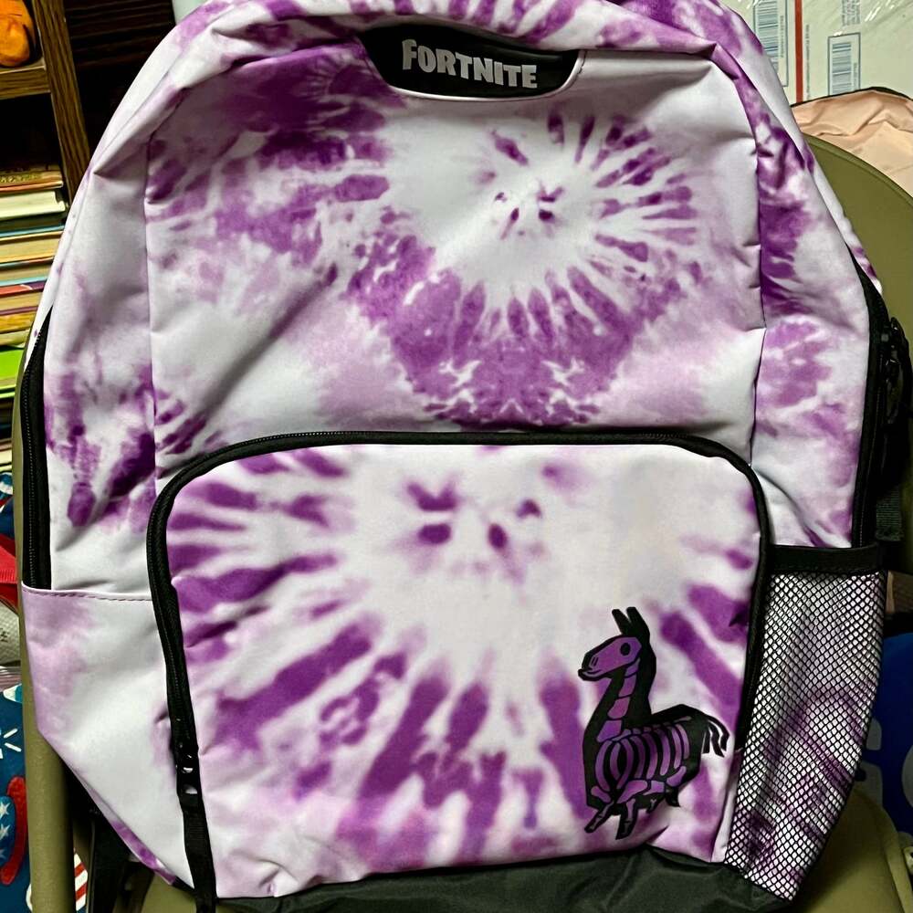 Fortnite Purple and White Tie-Dye Llama Pinata Backpack 18"
